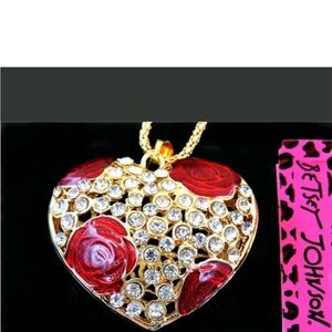 Betsey Johnson Red and Gold Heart Pendant Necklace